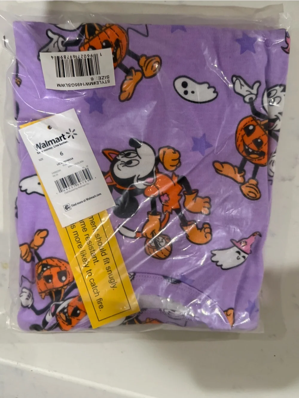 Girls' Lavender Halloween Mickey Print Pajama Set